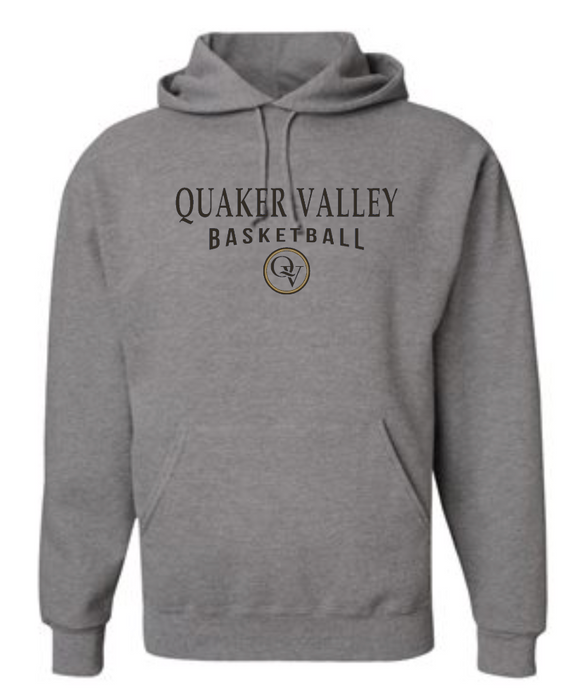 QUAKER VALLEY BASKETBALL 20/21 YOUTH & ADULT HOODED SWEATSHIRT - OXFORD GRAY
