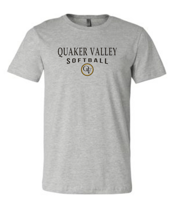 QUAKER VALLEY SOFTBALL 20/21 YOUTH & ADULT SHORT SLEEVE T-SHIRT - ATHLETIC GRAY