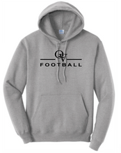Load image into Gallery viewer, QUAKER VALLEY FOOTBALL YOUTH &amp; ADULT HOODED SWEATSHIRT - ATHLETIC HEATHER OR JET BLACK