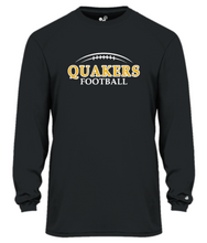 Load image into Gallery viewer, QUAKER VALLEY FOOTBALL -  YOUTH &amp; ADULT PERFORMANCE SOFTLOCK LONG SLEEVE T-SHIRT - WHITE OR BLACK