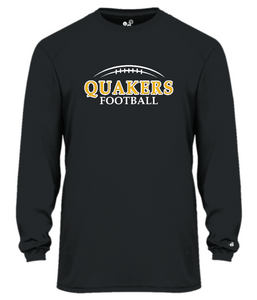 QUAKER VALLEY FOOTBALL -  YOUTH & ADULT PERFORMANCE SOFTLOCK LONG SLEEVE T-SHIRT - WHITE OR BLACK