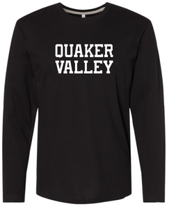 QUAKER VALLEY FINE COTTON JERSEY YOUTH & ADULT LONG SLEEVE TEE -  WHITE OR BLACK