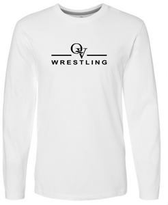 *NEW* QUAKER VALLEY WRESTLING FINE COTTON JERSEY YOUTH & ADULT LONG SLEEVE TEE -  WHITE OR BLACK