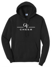Load image into Gallery viewer, QUAKER VALLEY CHEER YOUTH &amp; ADULT HOODED SWEATSHIRT - ATHLETIC HEATHER OR JET BLACK