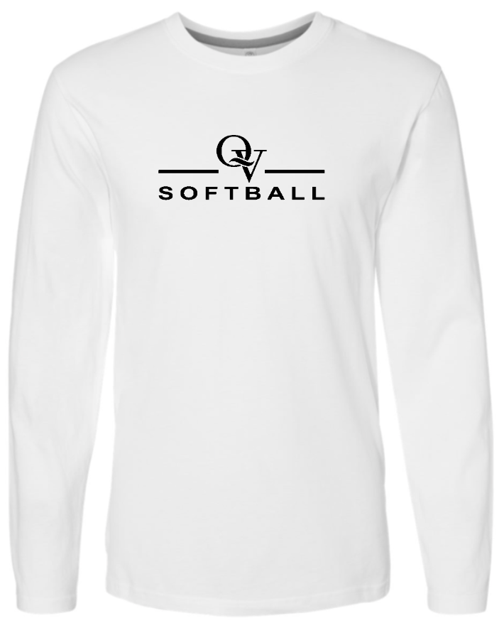 *NEW* QUAKER VALLEY SOFTBALL FINE COTTON JERSEY YOUTH & ADULT LONG SLEEVE TEE -  WHITE OR BLACK