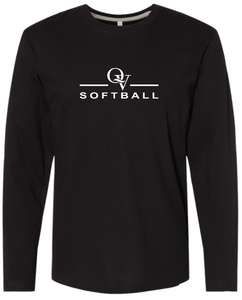*NEW* QUAKER VALLEY SOFTBALL FINE COTTON JERSEY YOUTH & ADULT LONG SLEEVE TEE -  WHITE OR BLACK