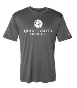 QUAKER VALLEY FOOTBALL YOUTH & ADULT PERFORMANCE SOFTLOCK SHORT SLEEVE TEE - BLACK OR GRAPHITE