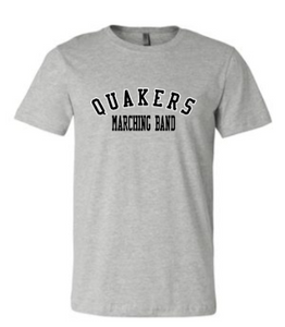 QUAKER VALLEY MARCHING BAND TODDLER, YOUTH & ADULT SHORT SLEEVE T-SHIRT - BLACK OR ATHLETIC GRAY
