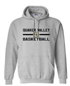 QUAKER VALLEY BASKETBALL OFFICIAL TEAM YOUTH & ADULT HOODED SWEATSHIRT -  OXFORD GRAY