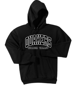NEW GEAR! QUAKER VALLEY QUAKERS YOUTH & ADULT HOODED SWEATSHIRT - BLACK