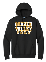 Load image into Gallery viewer, FUNDRAISER - QUAKER VALLEY GOLF ADULT HOODED SWEATSHIRT - BLACK OR ATHLETIC HEATHER