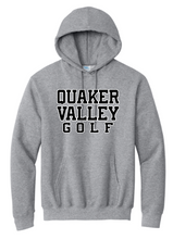 Load image into Gallery viewer, FUNDRAISER - QUAKER VALLEY GOLF ADULT HOODED SWEATSHIRT - BLACK OR ATHLETIC HEATHER