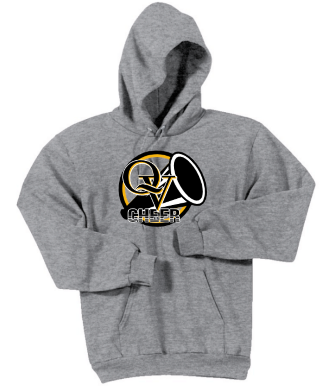 QUAKER VALLEY CHEER YOUTH & ADULT HOODED SWEATSHIRT- MEGAPHONE DESIGN