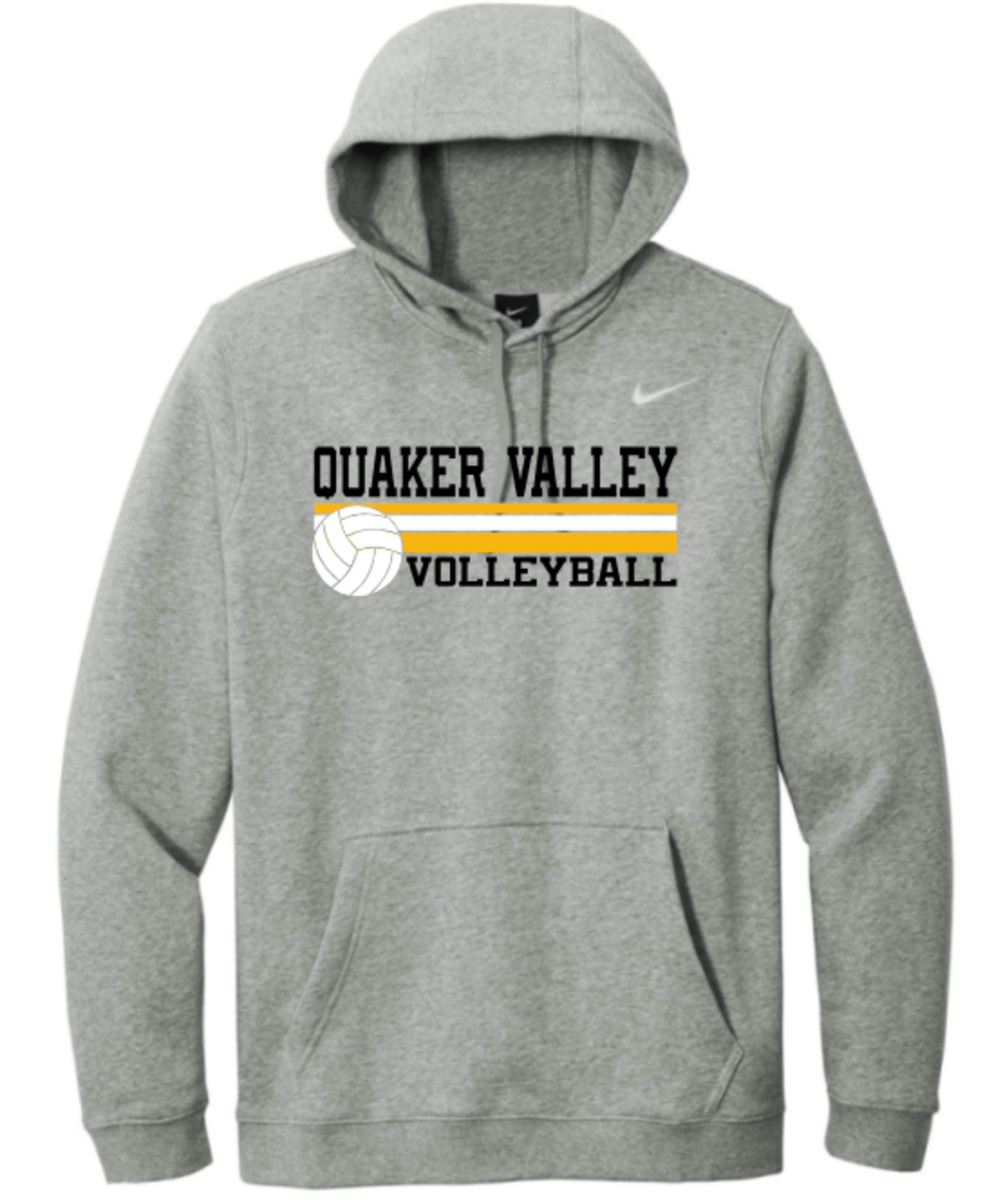 *VARSITY FUNDRAISER* QUAKER VALLEY VOLLEYBALL NIKE ADULT HOODED SWEATSHIRT - GREY