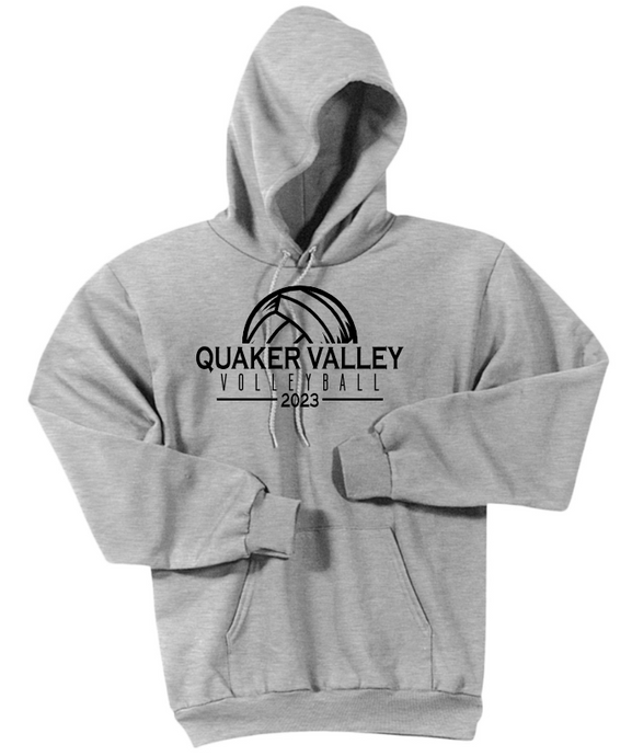 *VARSITY FUNDRAISER* QUAKER VALLEY VOLLEYBALL PORT & CO HOODED SWEATSHIRT - ASH GRAY