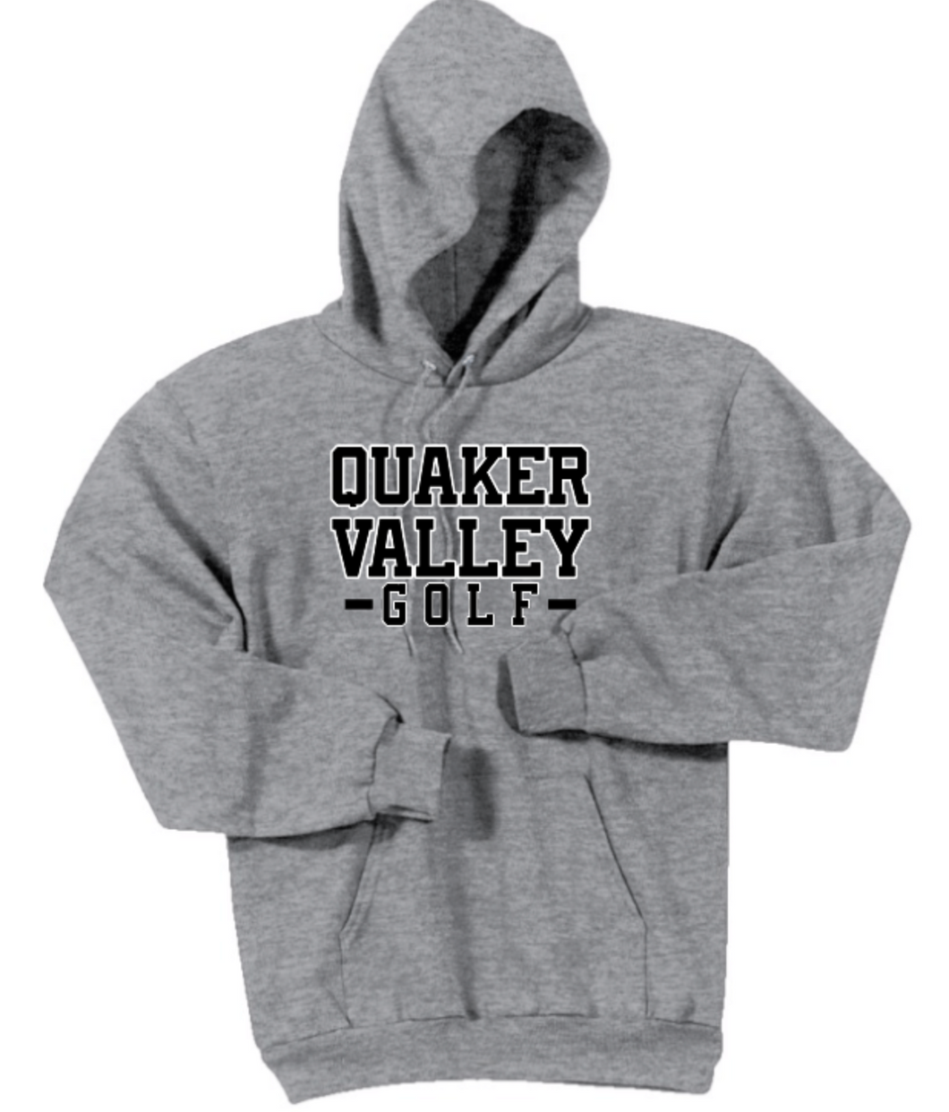 QUAKER VALLEY GOLF PORT & CO BRAND ADULT HOODED SWEATSHIRT - ATHLETIC HEATHER