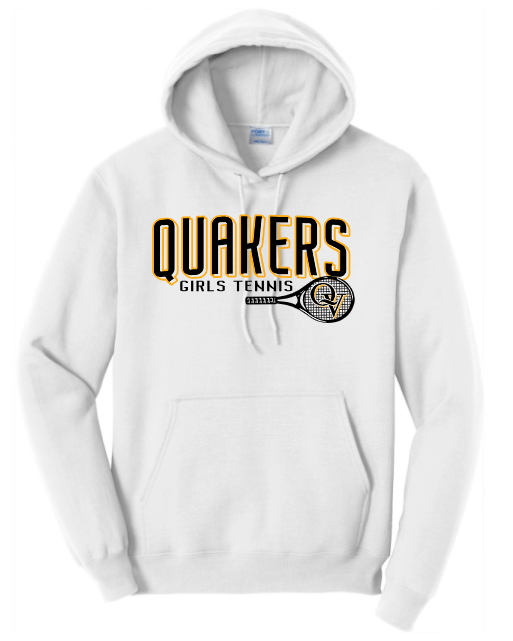 QUAKER VALLEY GIRLS TENNIS ADULT HOODED SWEATSHIRT - WHITE