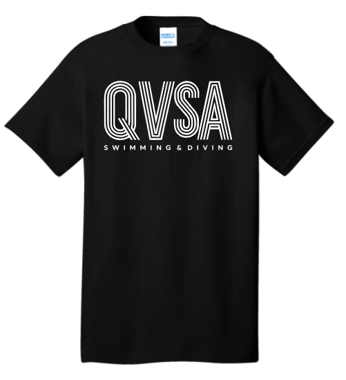 QVSA SWIMMING AND DIVING COTTON JERSEY ADULT SHORT SLEEVE TEE -  BLACK