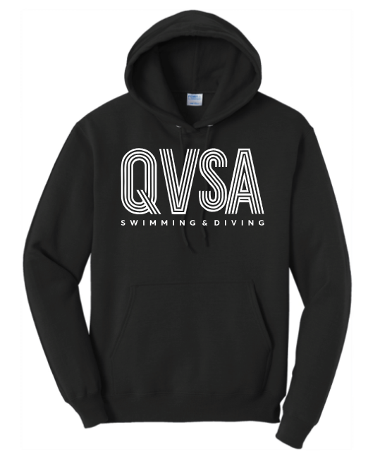QVSA SWIMMING AND DIVING YOUTH & ADULT HOODED SWEATSHIRT - JET BLACK