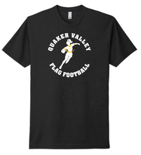 Load image into Gallery viewer, QUAKER VALLEY GIRLS FLAG FOOTBALL RINGSPUN OR DRY-FIT YOUTH &amp; ADULT SHORT SLEEVE TEE - BLACK WITH PLAYER DESIGN