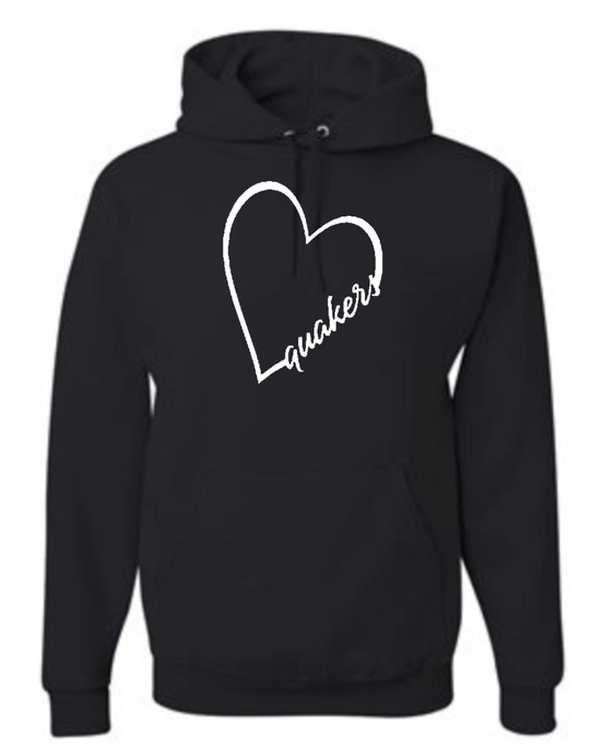 QUAKERS HEART DESIGN YOUTH & ADULT HOODED SWEATSHIRT