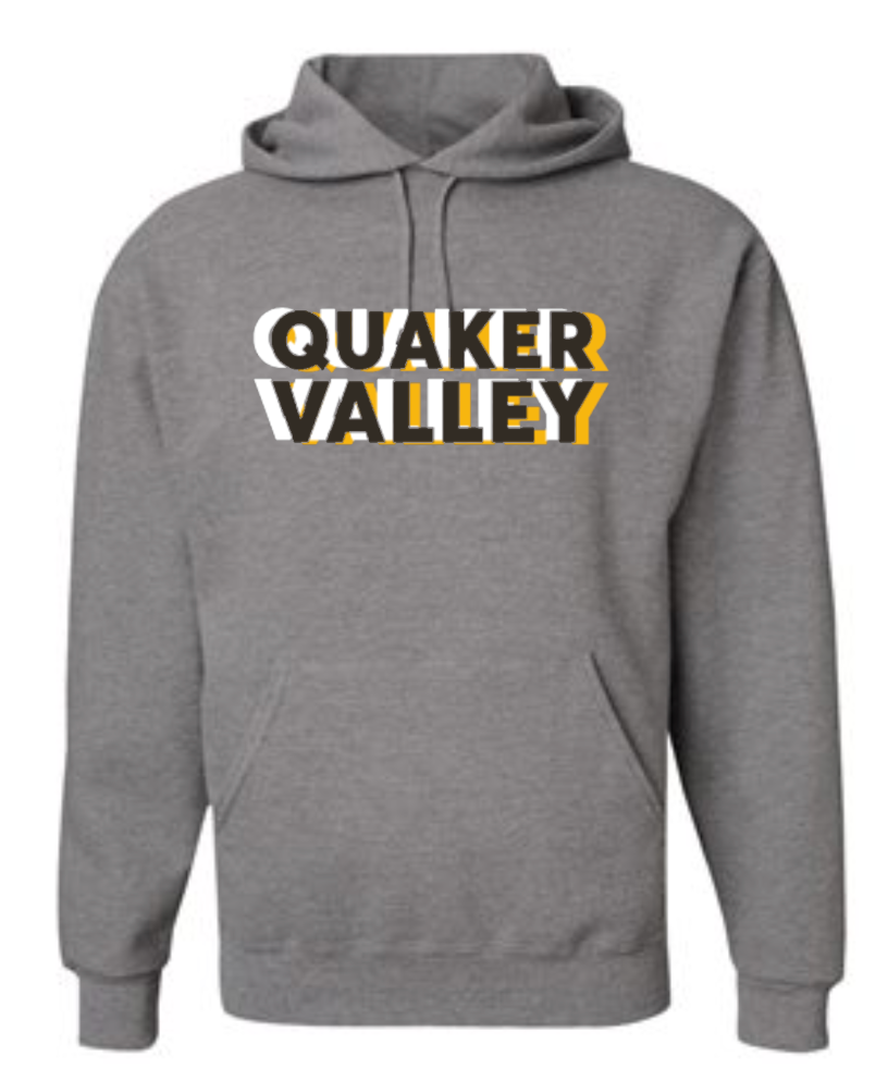 QUAKER VALLEY TRI-COLORED YOUTH & ADULT HOODED SWEATSHIRT