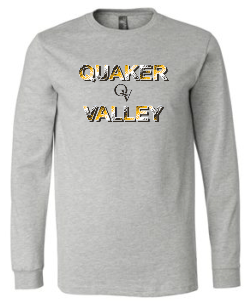 QUAKER VALLEY TRI-COLORED QV LOGO YOUTH & ADULT LONG SLEEVE TEE