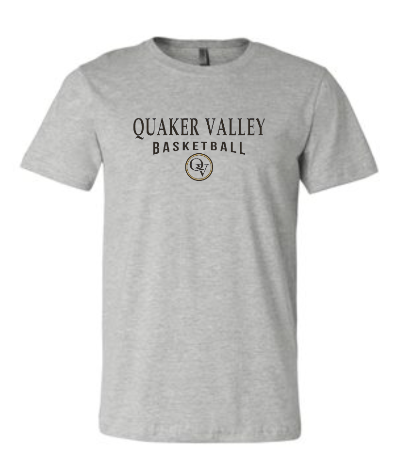 QUAKER VALLEY BASKETBALL 20/21 YOUTH & ADULT SHORT SLEEVE T-SHIRT - ATHLETIC GRAY