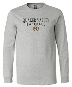 QUAKER VALLEY BASEBALL YOUTH & ADULT LONG SLEEVE TEE -  ATHLETIC GREY