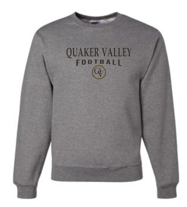 QUAKER VALLEY FOOTBALL YOUTH & ADULT CREW NECK SWEATSHIRT - OXFORD GRAY