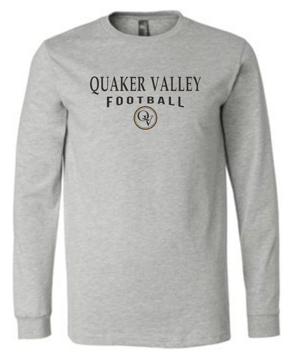 QUAKER VALLEY FOOTBALL YOUTH & ADULT LONG SLEEVE TEE -  ATHLETIC GREY