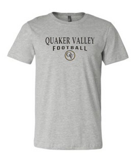 QUAKER VALLEY FOOTBALL YOUTH & ADULT SHORT SLEEVE T-SHIRT - ATHLETIC GRAY
