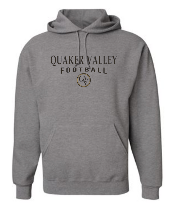 QUAKER VALLEY FOOTBALL YOUTH & ADULT HOODED SWEATSHIRT - OXFORD GRAY