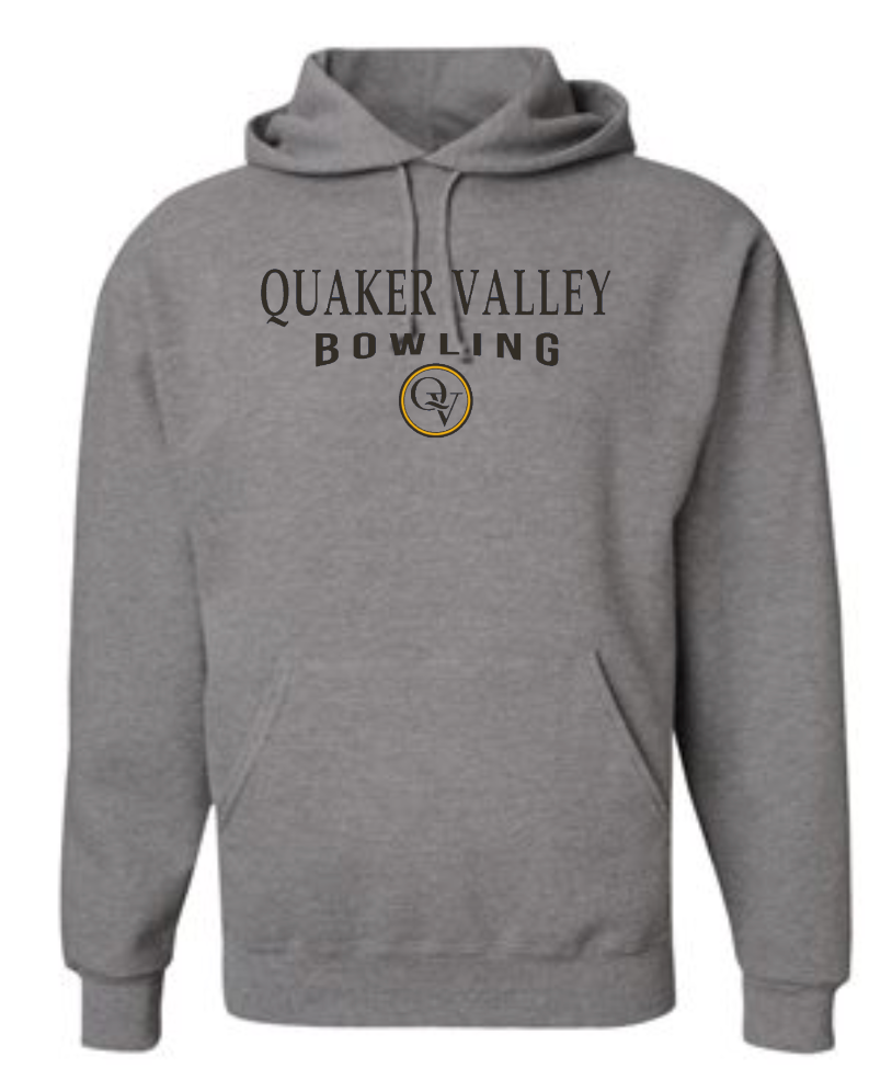 QUAKER VALLEY BOWLING 20/21 YOUTH & ADULT HOODED SWEATSHIRT - OXFORD GRAY