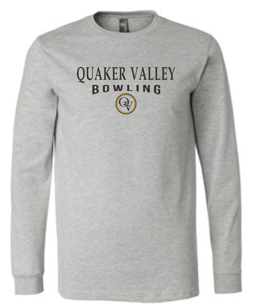 QUAKER VALLEY BOWLING 20/21 YOUTH & ADULT LONG SLEEVE TEE -  ATHLETIC GREY