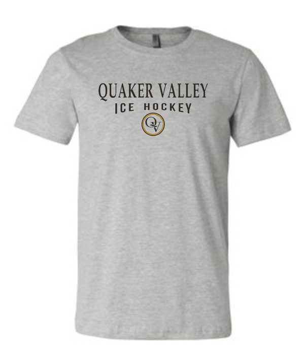 QUAKER VALLEY ICE HOCKEY 20/21 YOUTH & ADULT SHORT SLEEVE T-SHIRT - ATHLETIC GRAY