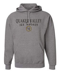 QUAKER VALLEY ICE HOCKEY 20/21 YOUTH & ADULT HOODED SWEATSHIRT - OXFORD GRAY