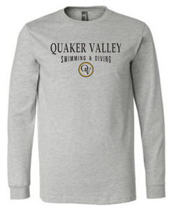 QUAKER VALLEY SWIMMING & DIVING YOUTH & ADULT LONG SLEEVE TEE -  ATHLETIC GREY