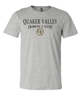 QUAKER VALLEY SWIMMING & DIVING YOUTH & ADULT SHORT SLEEVE T-SHIRT - ATHLETIC GRAY