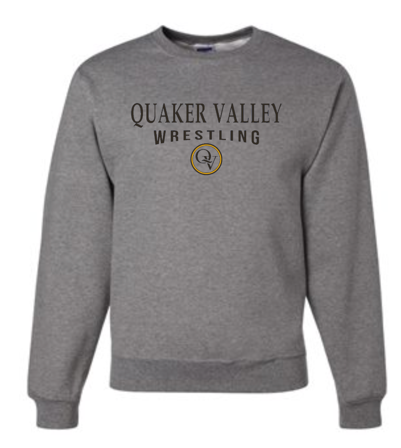 QUAKER VALLEY WRESTLING 20/21 YOUTH & ADULT CREW NECK SWEATSHIRT - OXFORD GRAY