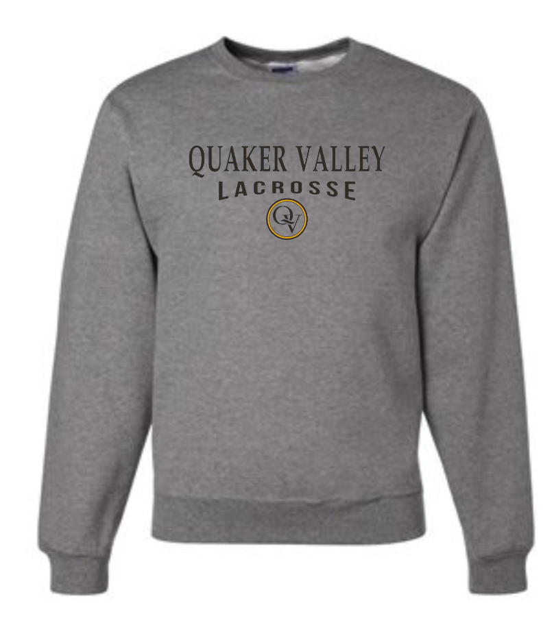 QUAKER VALLEY LACROSSE 20/21 YOUTH & ADULT CREW NECK SWEATSHIRT - OXFORD GRAY