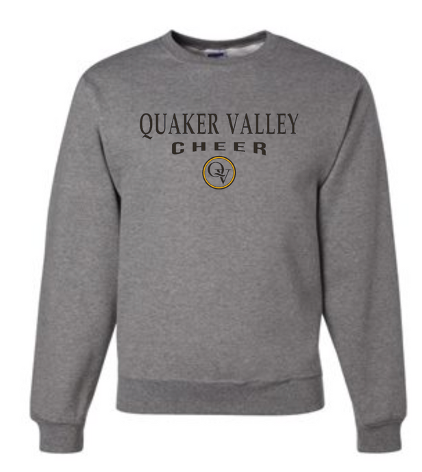 QUAKER VALLEY CHEER 20/21 YOUTH & ADULT CREW NECK SWEATSHIRT - OXFORD GRAY