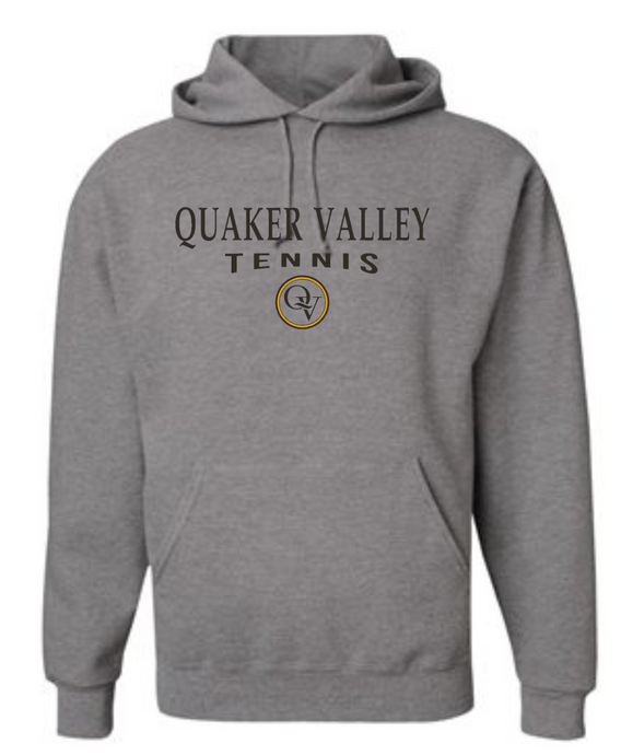 QUAKER VALLEY TENNIS 20/21 YOUTH & ADULT HOODED SWEATSHIRT - OXFORD GRAY