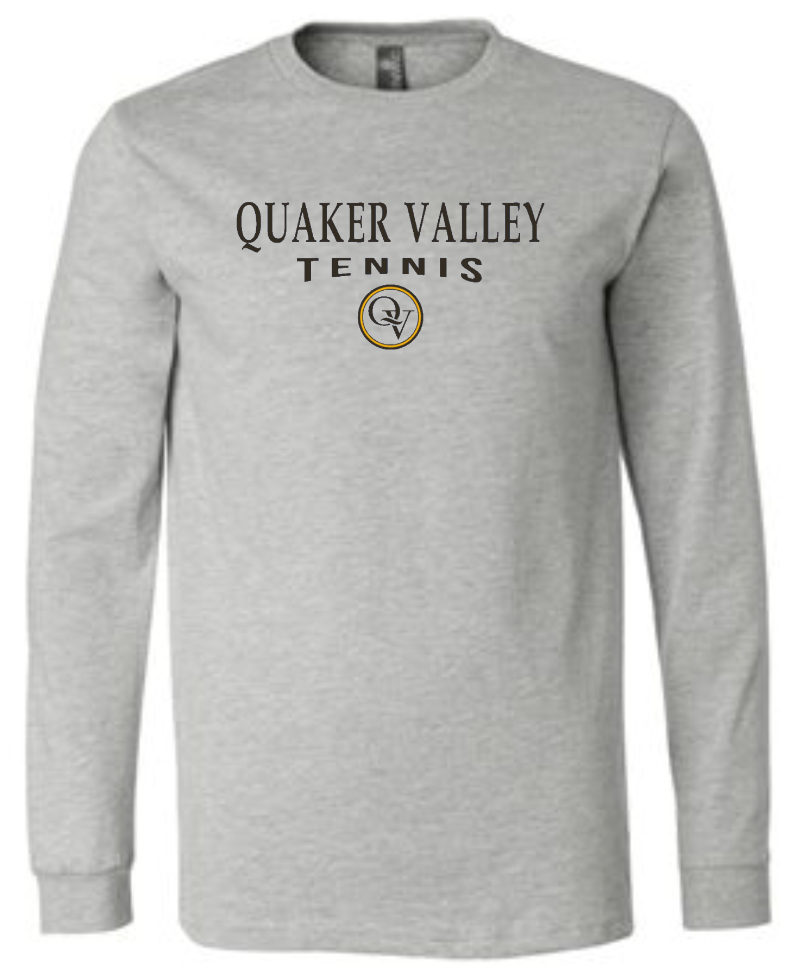 QUAKER VALLEY TENNIS 20/21 YOUTH & ADULT LONG SLEEVE TEE -  ATHLETIC GREY