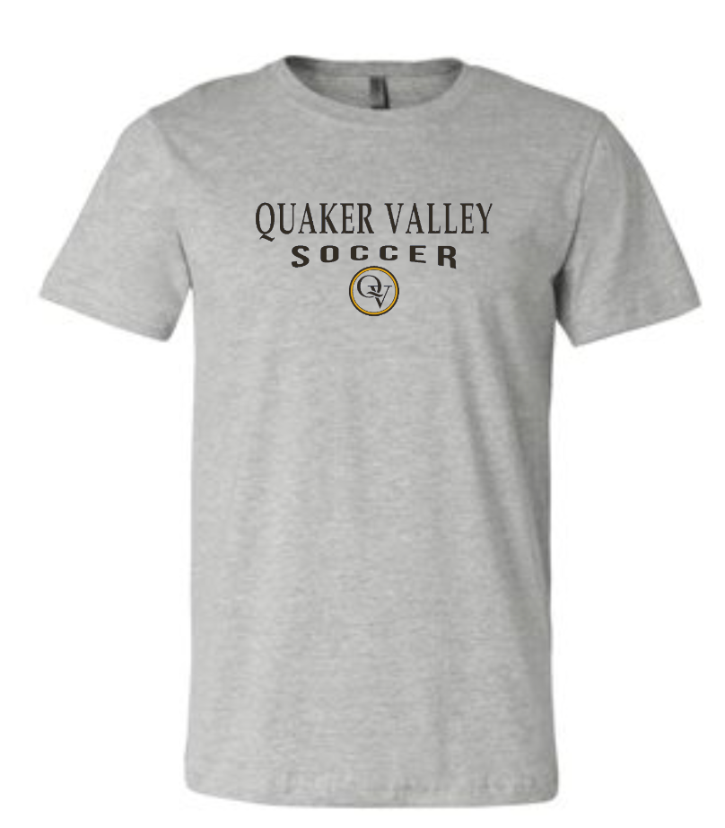 QUAKER VALLEY SOCCER 20/21 YOUTH & ADULT SHORT SLEEVE T-SHIRT - ATHLETIC GRAY