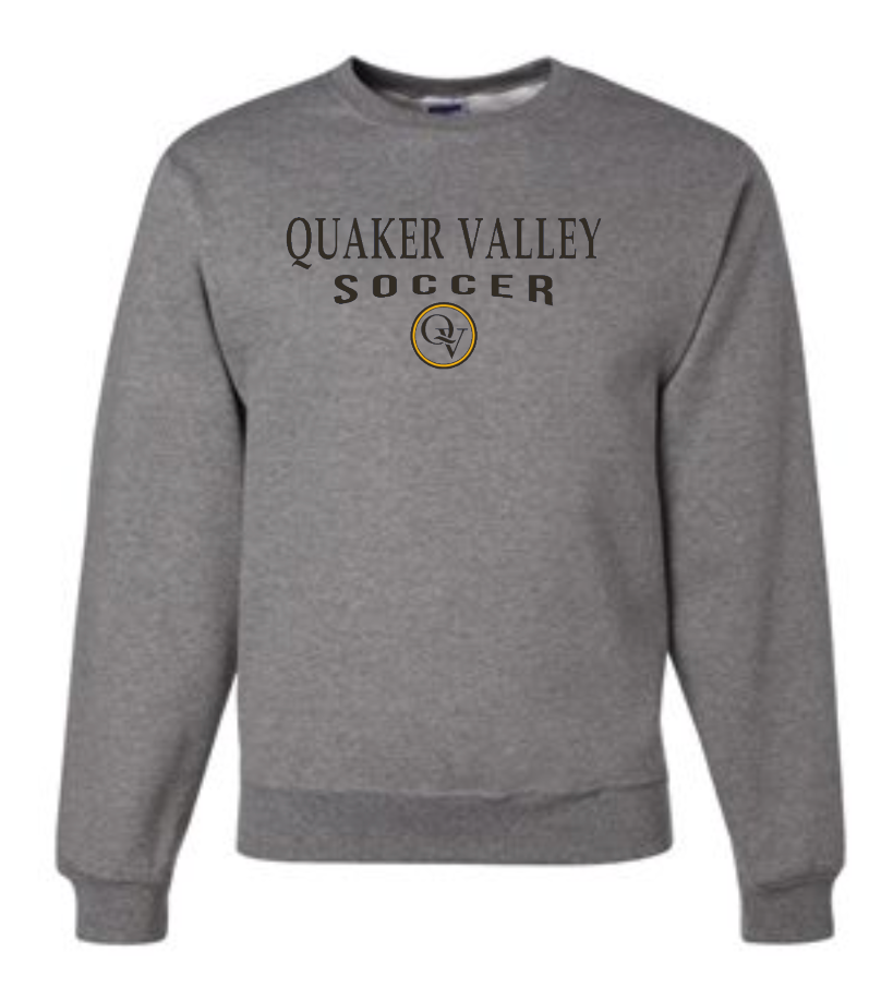 QUAKER VALLEY SOCCER 20/21 YOUTH & ADULT CREW NECK SWEATSHIRT - OXFORD GRAY