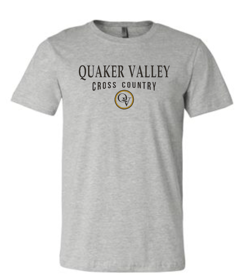 QUAKER VALLEY CROSS COUNTRY 20/21 YOUTH & ADULT SHORT SLEEVE T-SHIRT - ATHLETIC GRAY