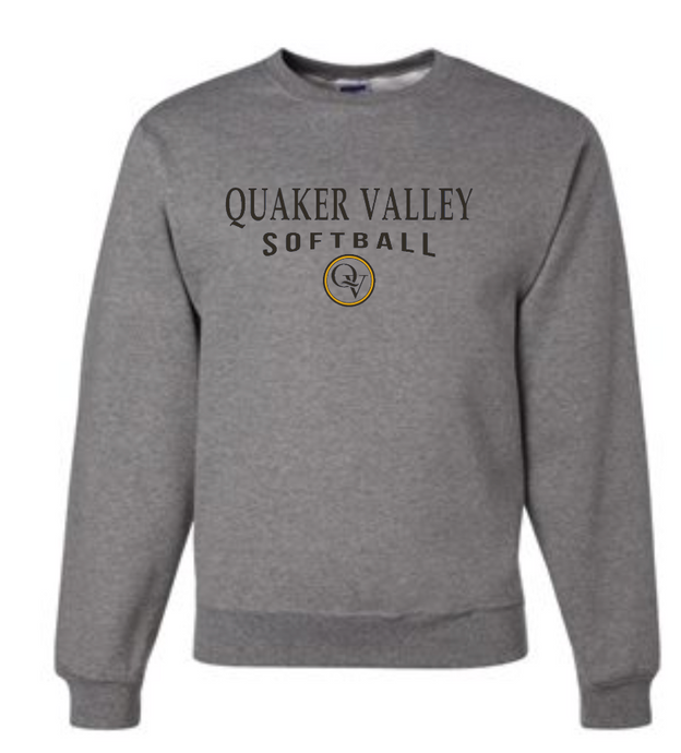 QUAKER VALLEY SOFTBALL 20/21 YOUTH & ADULT CREW NECK SWEATSHIRT - OXFORD GRAY