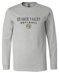 QUAKER VALLEY SOFTBALL 20/21 YOUTH & ADULT LONG SLEEVE TEE -  ATHLETIC GREY