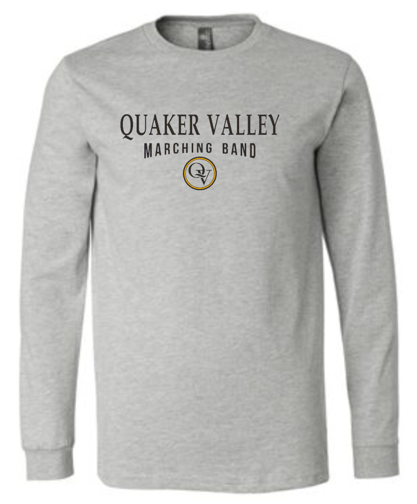 QUAKER VALLEY MARCHING BAND 20/21 YOUTH & ADULT LONG SLEEVE TEE -  ATHLETIC GREY